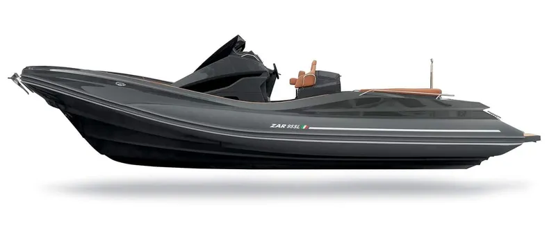 Slide: The Image of 2025 Zar Formenti 95 SL luxury inflatable boat, side view. - 16