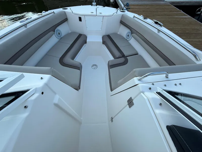 Slide: The Image of 2020 Cutwater C-24 DC boat engine compartment with batteries and wiring. - 45