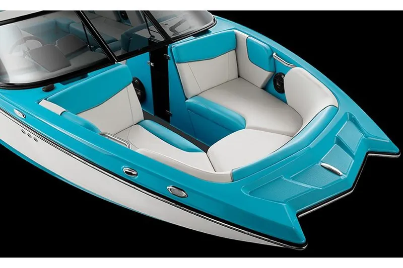 Slide: The Image of Manufacturer Provided Image: 2019 MasterCraft NXT22 boat with blue and white interior. - 16