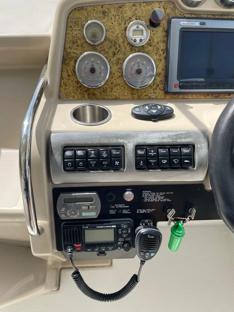 Slide: The Image of Control panel of a 2010 Formula 350ss boat with gauges and navigation equipment. - 7