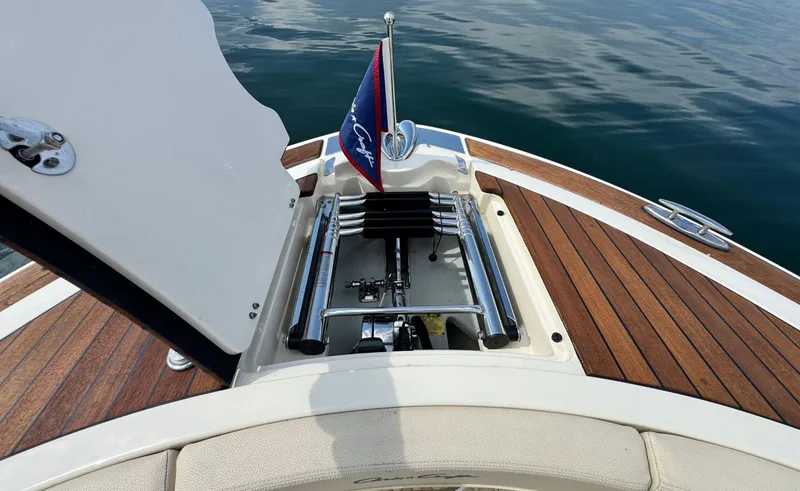 Slide: The Image of 2022 Chris-Craft Launch 35 GT I/O Heritage Edition boat with open engine compartment. - 40