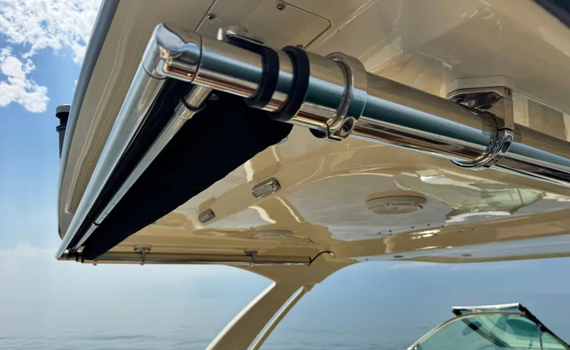 Slide: The Image of 2022 Chris-Craft Launch 35 GT I/O Heritage Edition boat canopy detail. - 42