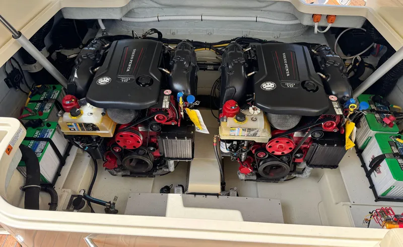 Slide: The Image of Engine compartment of 2022 Chris-Craft Launch 35 GT I/O Heritage Edition with dual Volvo Penta engines. - 44