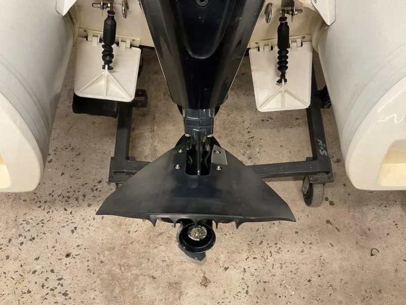 Slide: The Image of 2016 Brig F330HT boat motor and propeller on a stand. - 13