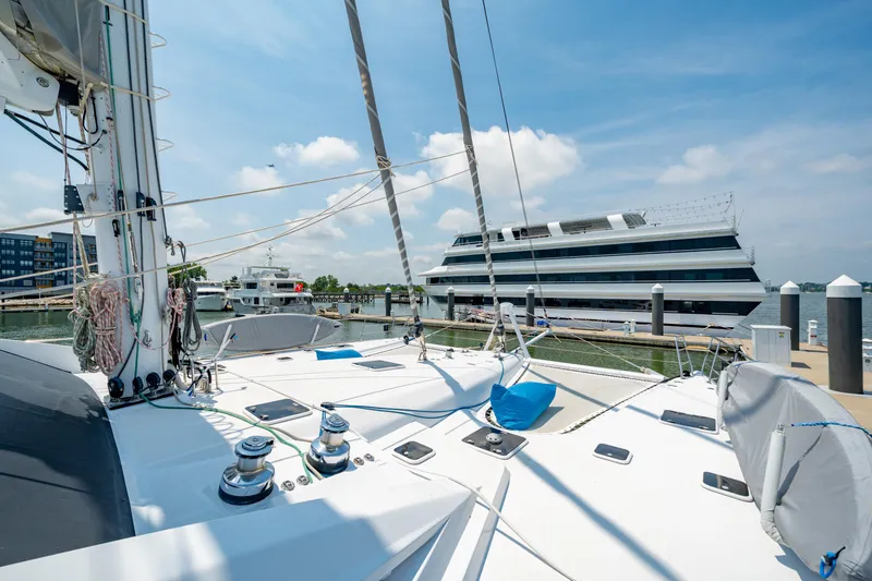 Slide: The Image of Luxury Privilege 745 yacht docked at marina, clear sky, 2008 model. - 28