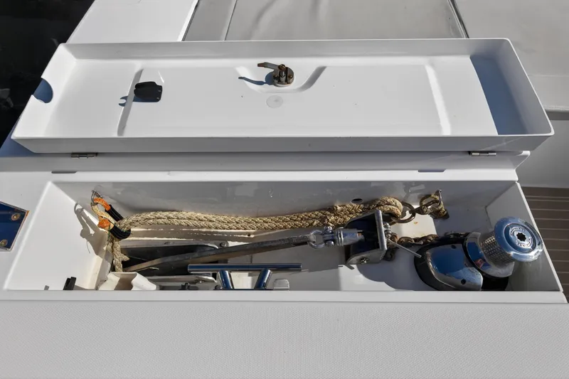 Slide: The Image of Anchor storage compartment on a 2022 Leopard 53 Powercat yacht. - 121