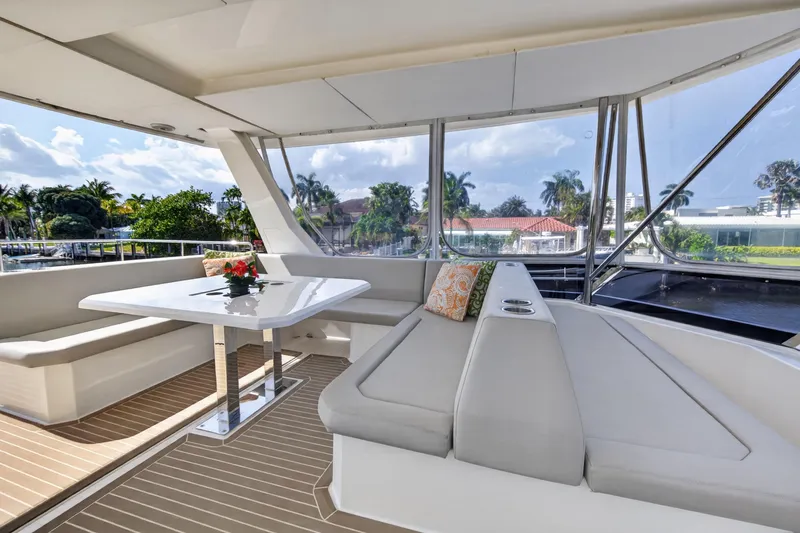 Slide: The Image of Luxurious seating area on 2022 Leopard 53 Powercat yacht with scenic views. - 16