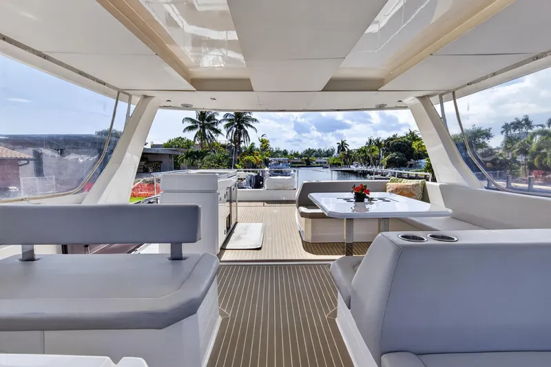 Slide: The Image of Luxurious interior of 2022 Leopard 53 Powercat yacht with elegant seating and scenic views. - 17