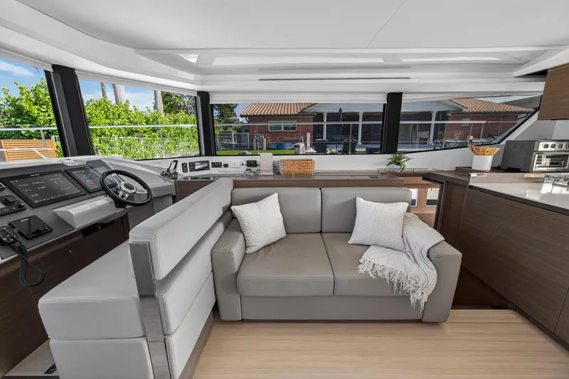 Slide: The Image of Luxurious interior of 2022 Leopard 53 Powercat yacht with modern helm and cozy seating. - 70