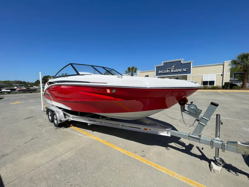 Slide: The Image of 2020 Hurricane SD235 boat on trailer at Anglers Marine NC dealership. - 1