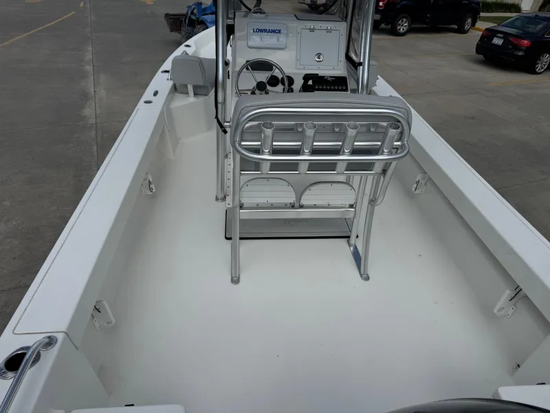 Slide: The Image of 2020 Bay Rider 239 Bay boat interior with steering console and seating. - 10