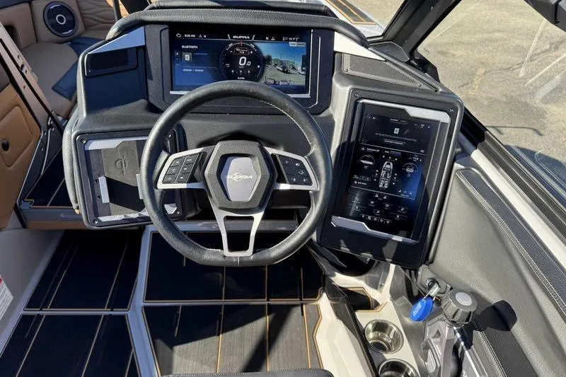 Slide: The Image of 2025 Supra SE dashboard with advanced digital displays and modern steering wheel design. - 18