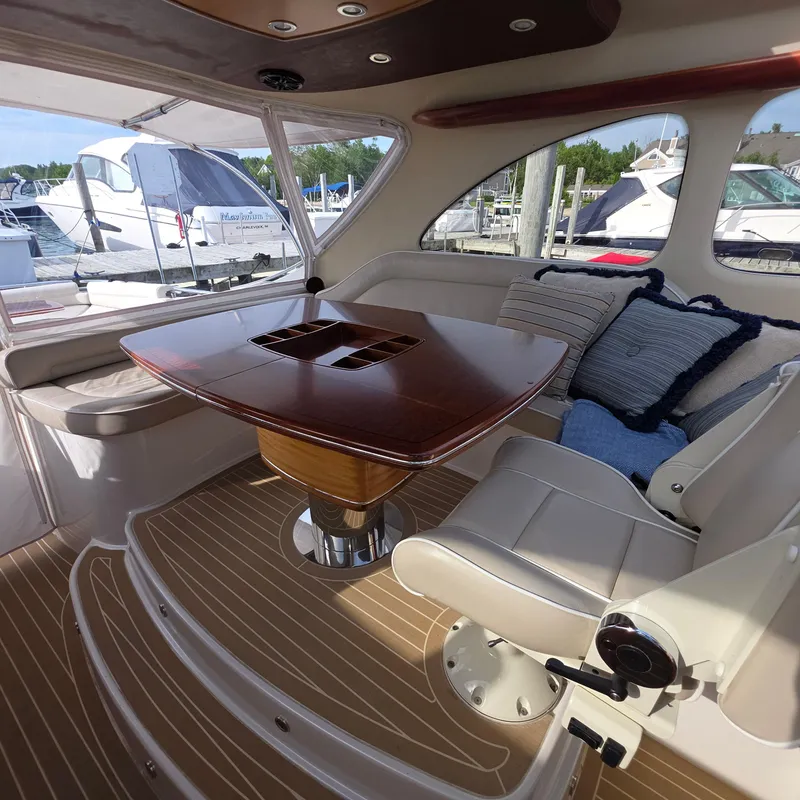Slide: The Image of Luxurious interior of 2013 Zeelander Z44 yacht with elegant seating and wooden table. - 24