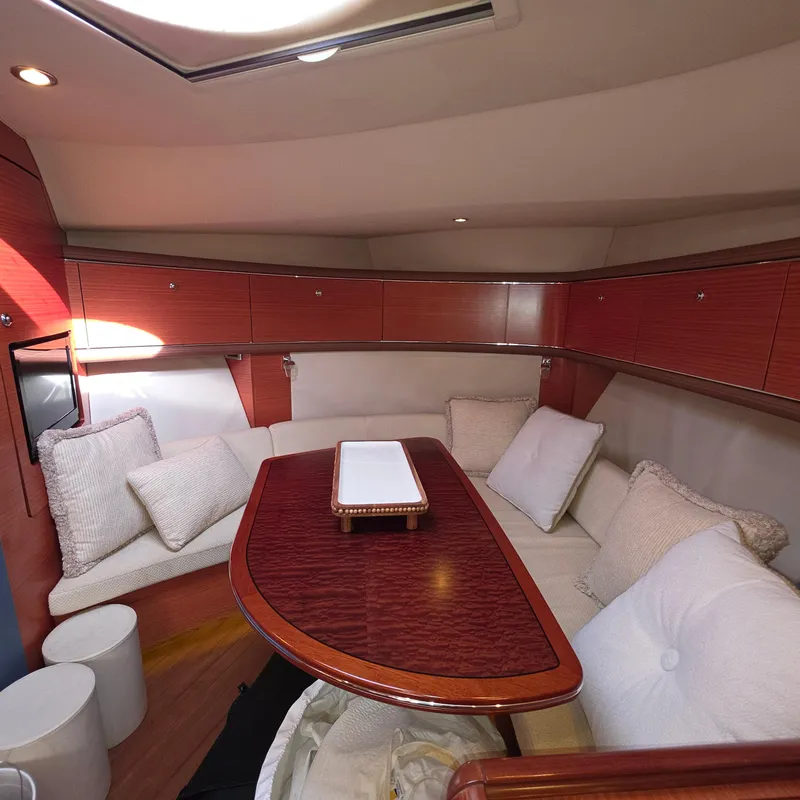 Slide: The Image of Luxurious interior of 2013 Zeelander Z44 yacht with elegant wood finish and plush seating. - 29