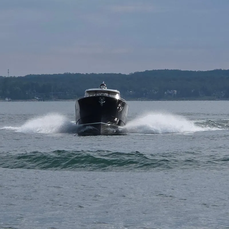 Slide: The Image of Front view of a 2013 Zeelander Z44 yacht cruising on open water. - 41