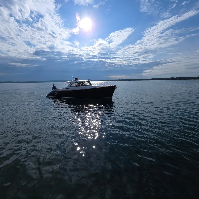 Slide: The Image of Zeelander Z44 yacht on calm water under a bright sunlit sky, 2013 model. - 45