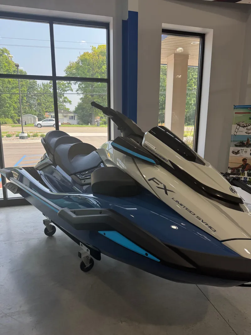 The Image of 2025 Yamaha WaveRunner FX Limited SVHO displayed indoors, showcasing sleek design and advanced features. - 0