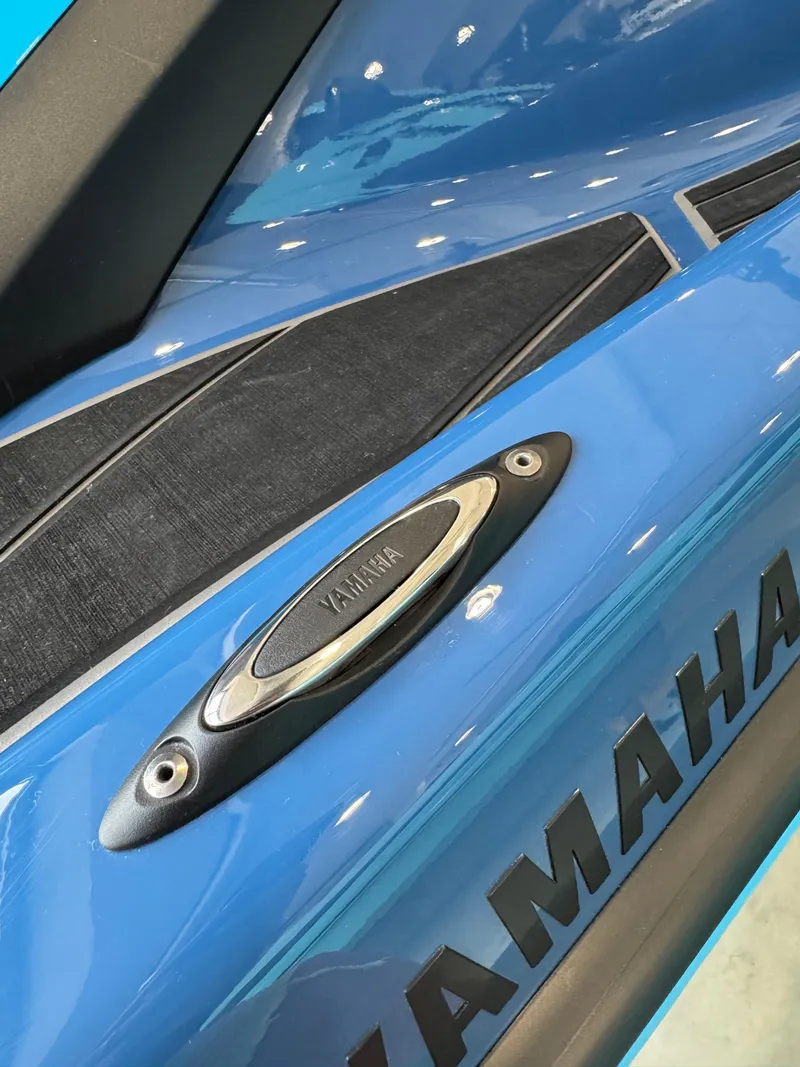 Slide: The Image of 2025 Yamaha WaveRunner FX Limited SVHO, blue exterior detail with logo. - 3