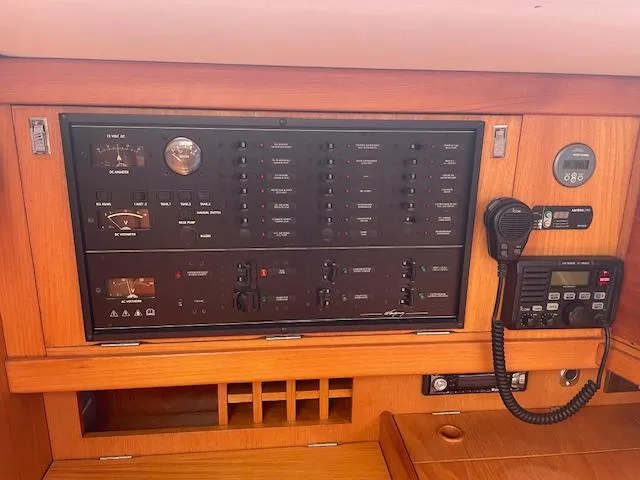 Slide: The Image of Control panel of 2004 Wauquiez Centurion 40s sailboat with communication equipment. - 6