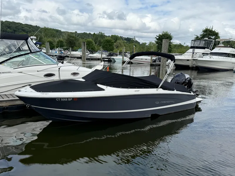 The Image of 2022 Regal LX2 boat docked at marina, covered and ready for use. - 0