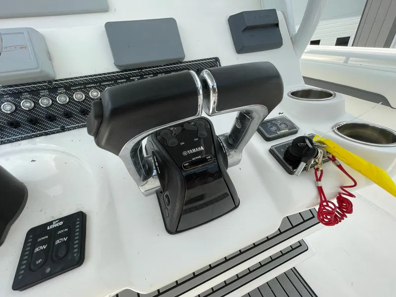 Slide: The Image of Control panel of 2020 Tidewater 280 CC Adventure Custom boat with Yamaha throttle. - 27