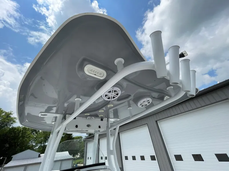 Slide: The Image of Tidewater 280 CC Adventure Custom boat roof with rod holders and speakers, 2020 model. - 36