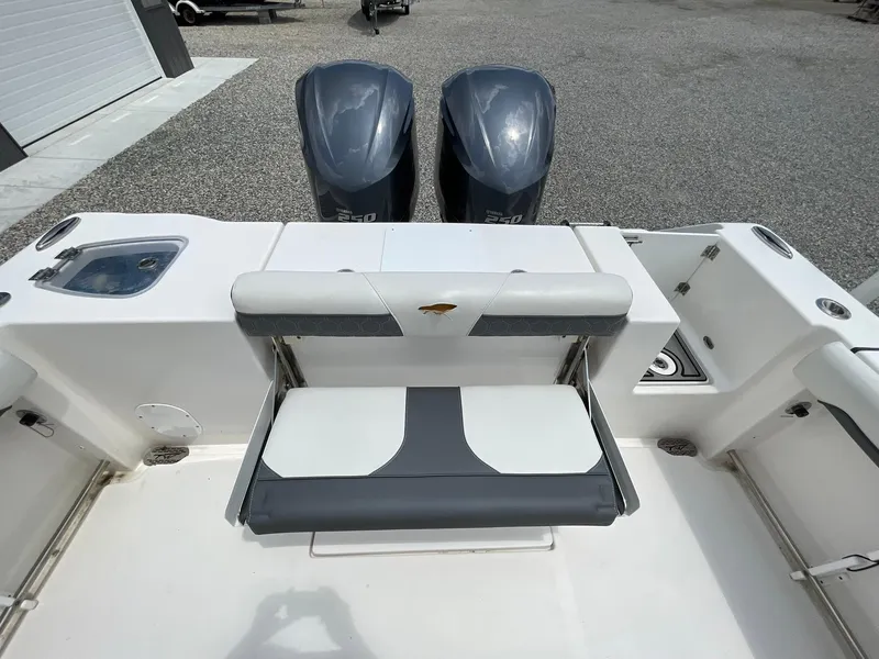 Slide: The Image of 2020 Tidewater 280 CC Adventure Custom boat with dual engines and foldable seating. - 42