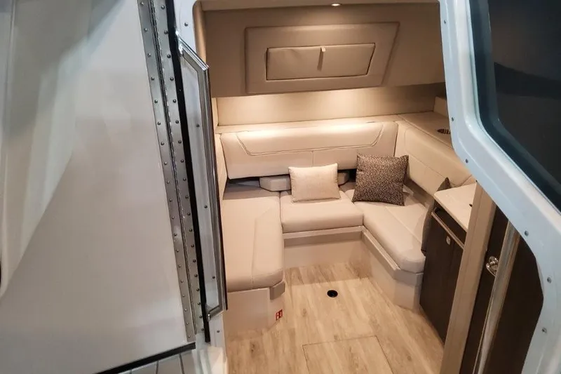 Slide: The Image of Luxurious interior of 2026 Formula 380 Super Sport Crossover OB boat cabin. - 102