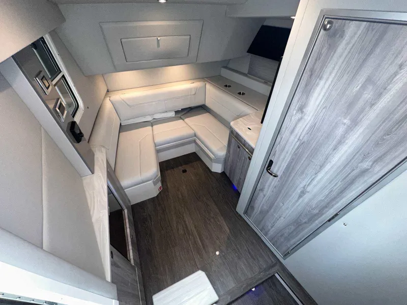 Slide: The Image of Interior view of 2026 Formula 380 Super Sport Crossover OB, showcasing sleek design and speaker system. - 62