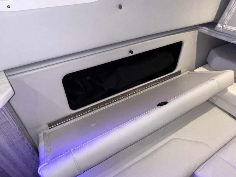 Slide: The Image of 2026 Formula 380 Super Sport Crossover OB interior with sleek cabinetry and modern design. - 64