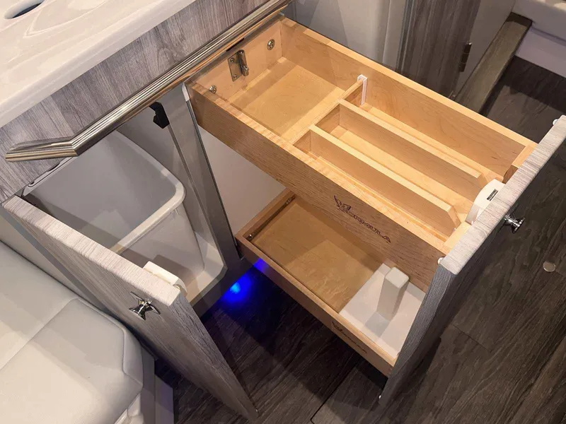 Slide: The Image of 2026 Formula 380 Super Sport Crossover OB interior seating with cup holders. - 71