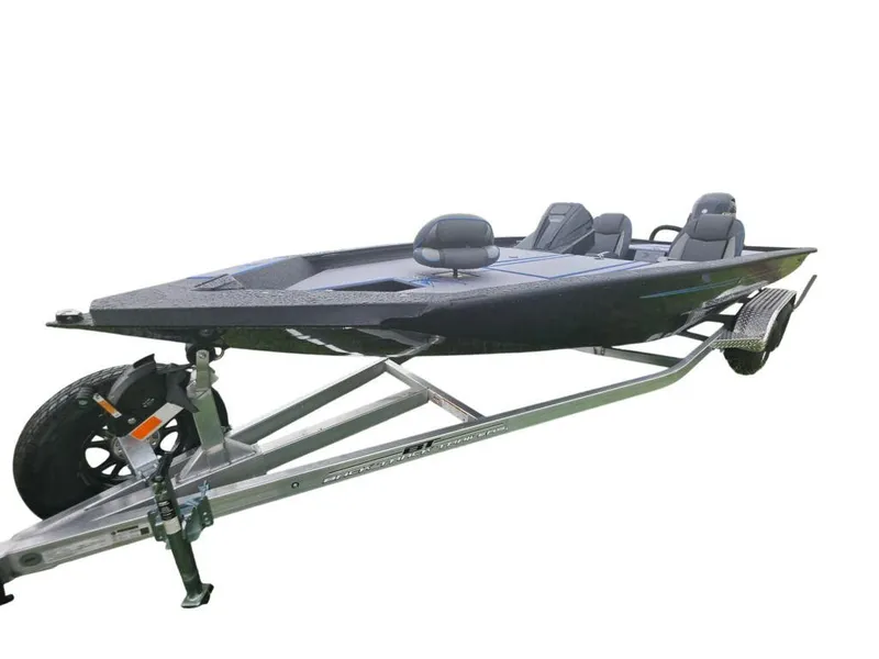 Slide: The Image of 2026 Xpress H20 Bass boat on trailer, sleek design, black finish. - 6