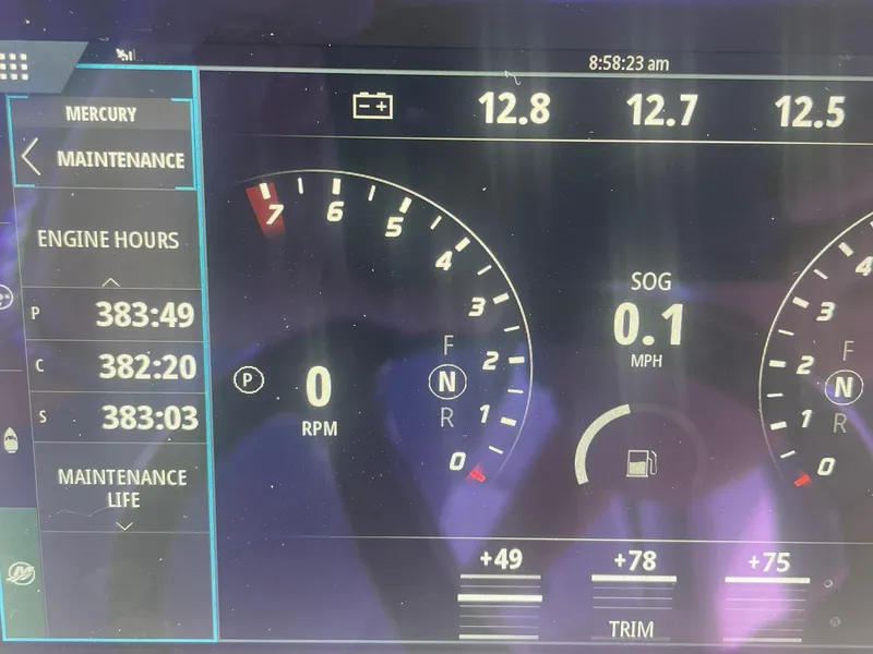 Slide: The Image of Dashboard of a 2022 Sea Fox 368 Commander showing engine hours and speed. - 20