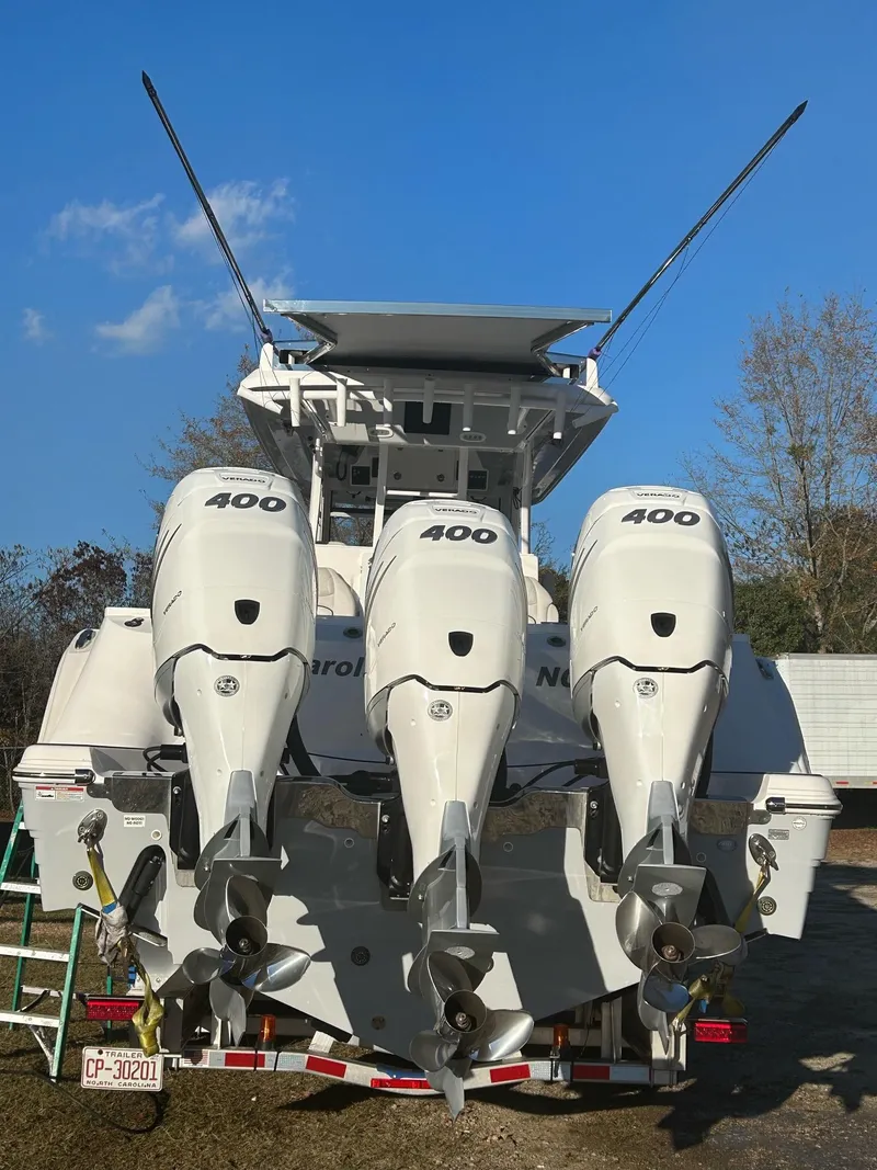 Slide: The Image of 2022 Sea Fox 368 Commander with triple 400 horsepower engines, rear view. - 39