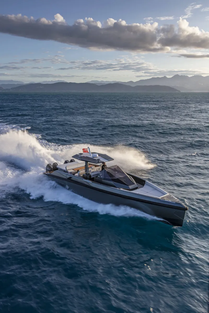 Slide: The Image of Luxurious Wally wallytender48X yacht 2026 cruising on open sea. - 31