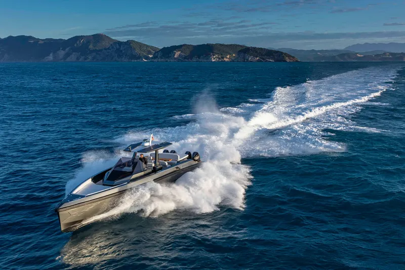 Slide: The Image of 2026 Wally wallytender48X yacht cruising on open sea. - 32