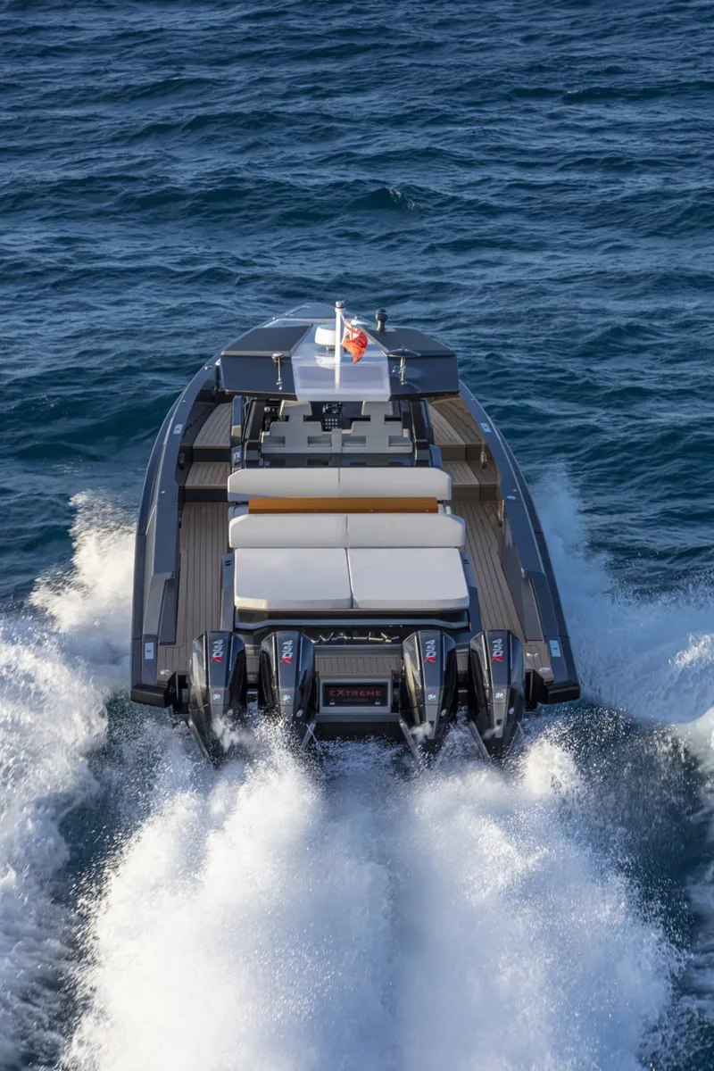 Slide: The Image of Wally wallytender48X 2026 yacht cruising on open sea, rear view. - 38