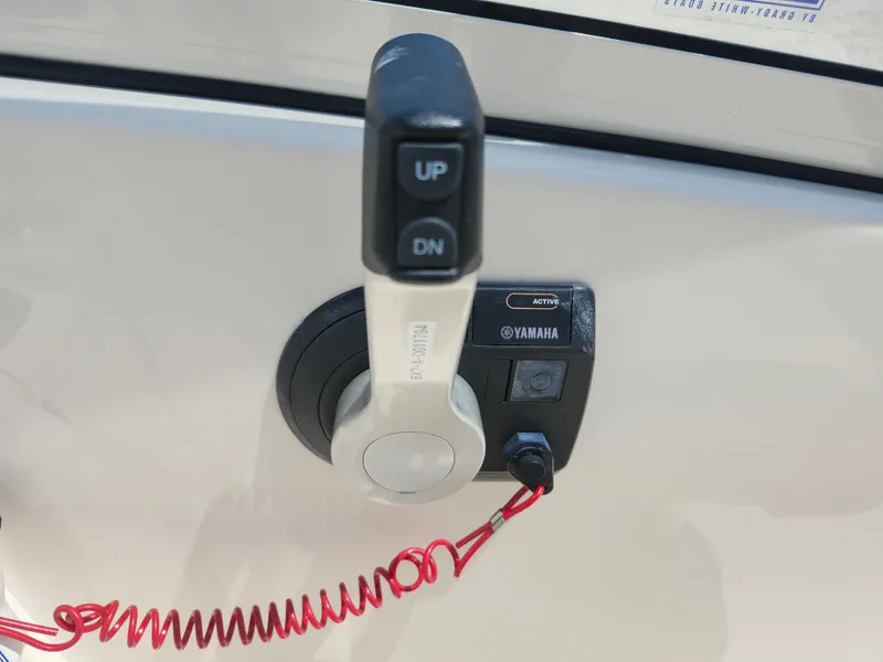 Slide: The Image of Control panel of a 2018 Grady-White Freedom 215 boat with Yamaha throttle. - 18