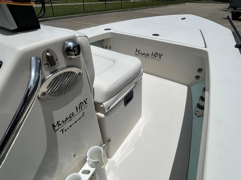 Slide: The Image of 2011 Maverick Mirage 17HPX-Tunnel boat interior with seating and storage. - 12