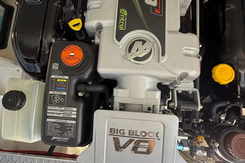 Slide: The Image of Engine of a 2017 Formula 270 Bowrider boat, featuring a Big Block V8. - 16