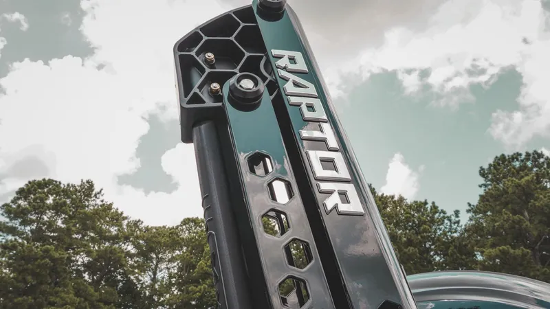 Slide: The Image of Close-up of Skeeter ZXE 20 boat part with "Raptor" branding, 2026 model. - 12