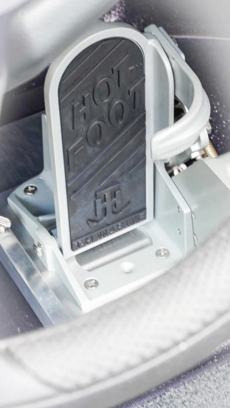 Slide: The Image of Hot Foot pedal in 2026 Skeeter ZXE 20 boat, close-up view. - 22