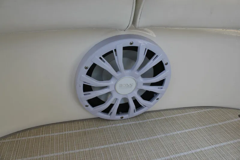 Slide: The Image of Speaker installed on 2005 Cruisers Yachts 370 Express, featuring Boss Audio branding. - 35