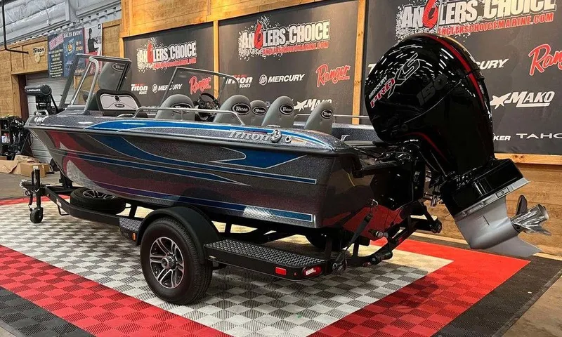 Slide: The Image of 2024 Triton 186 Allure boat with Mercury engine on display at Anglers Choice showroom. - 5