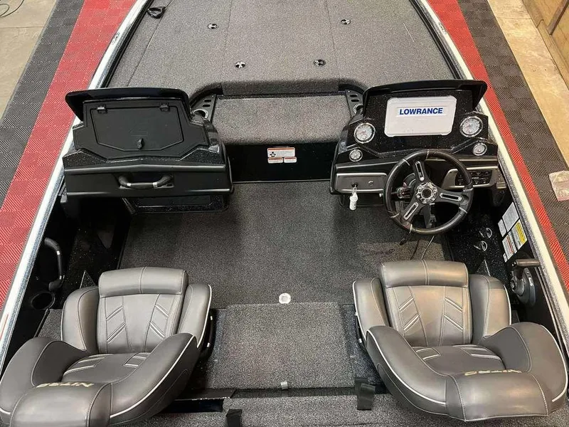 Slide: The Image of Interior of a 2020 Nitro Z19 Pro boat with dual seats and steering console. - 4