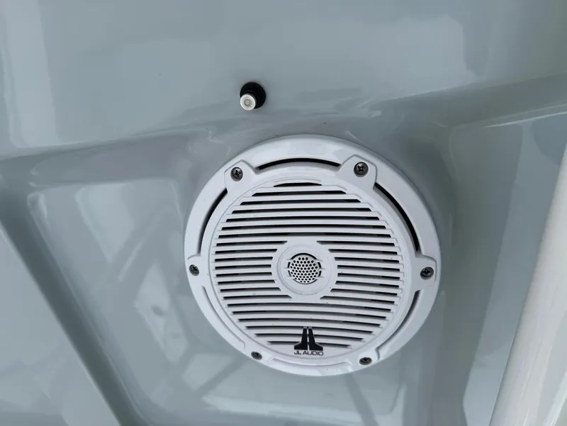 Slide: The Image of Speaker on 2023 Sea Hunt BX22 boat, featuring JL Audio marine sound system. - 21