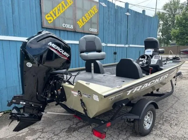 Slide: The Image of 2025 Tracker Pro Team 175 boat with Mercury engine at Sizzle Marine, Ohio. - 2