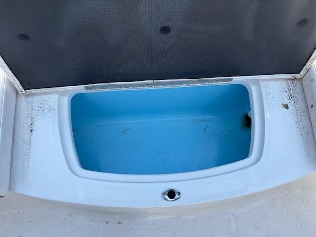 Slide: The Image of 2019 Chaparral 210 Deluxe boat storage compartment, open and empty. - 19