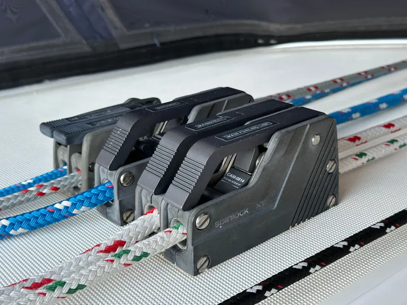 Slide: The Image of Close-up of Spinlock XT rope clutches on Jeanneau Sun Odyssey 45.2 sailboat, 2000 model. - 25