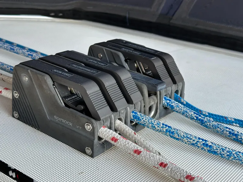 Slide: The Image of Close-up of Spinlock rope clutches on Jeanneau Sun Odyssey 45.2, 2000 model sailboat. - 26
